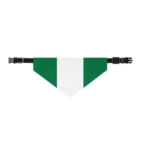 Nigeria Green & White Stripes Clip-on Pet Bandana — front view