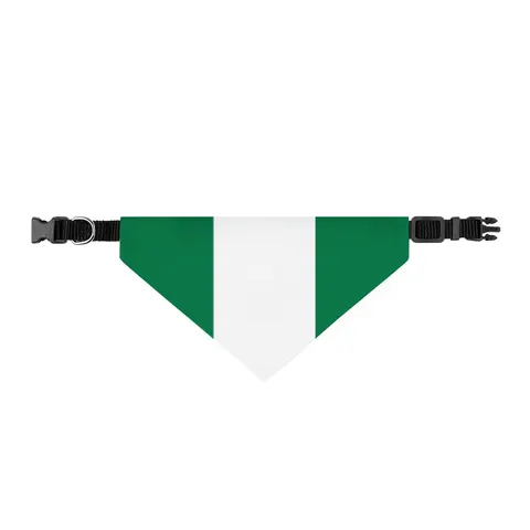 Nigeria Green & White Stripes Clip-on Pet Bandana — front view