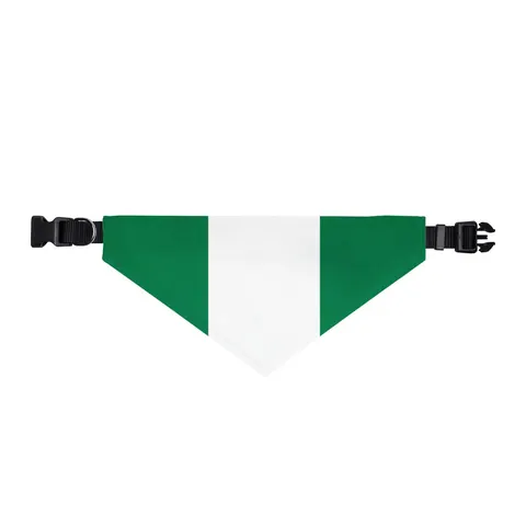 Nigeria Green & White Stripes Clip-on Pet Bandana — front view