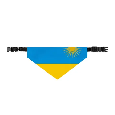 Rwanda Sky Blue & Sun Clip-on Pet Bandana — front view