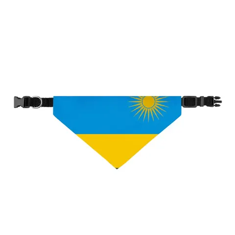 Rwanda Sky Blue & Sun Clip-on Pet Bandana — front view