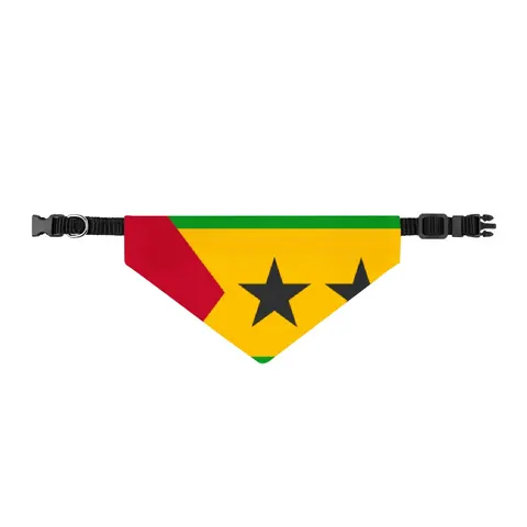 São Tomé & Príncipe Stars & Stripes Clip-on Pet Bandana — front view
