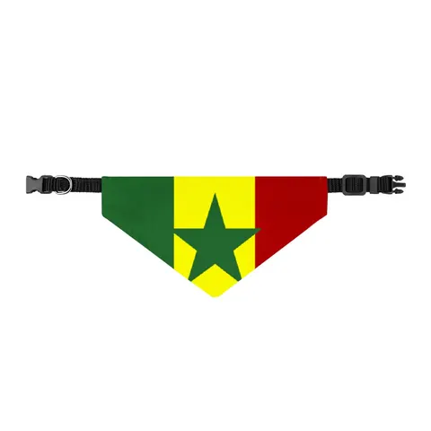 Senegal Green Yellow Red Clip-on Pet Bandana — front view
