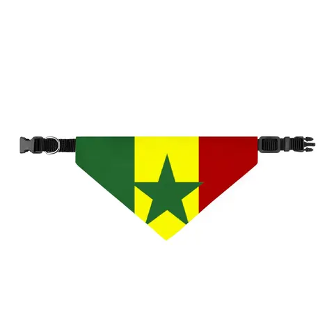 Senegal Green Yellow Red Clip-on Pet Bandana — front view