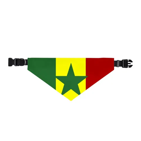 Senegal Green Yellow Red Clip-on Pet Bandana — front view