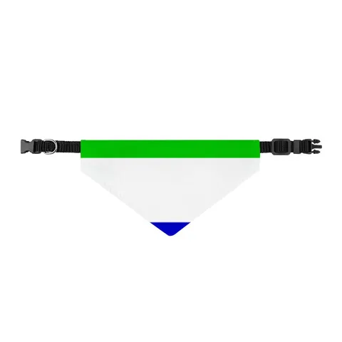 Sierra Leone Green White Blue Clip-on Pet Bandana — front view