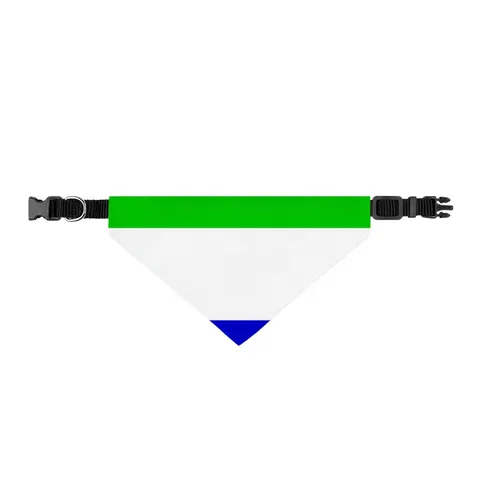 Sierra Leone Green White Blue Clip-on Pet Bandana — front view