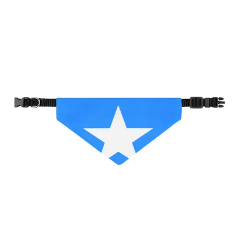 Somalia Blue White Star Clip-on Pet Bandana — front view