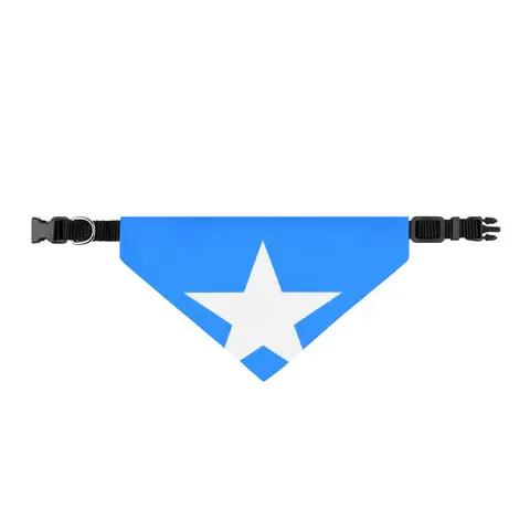 Somalia Blue White Star Clip-on Pet Bandana — front view