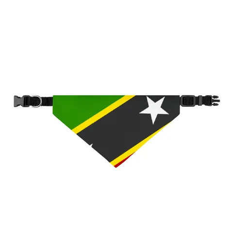 St. Kitts & Nevis Diagonal Stars Clip-on Pet Bandana — front view