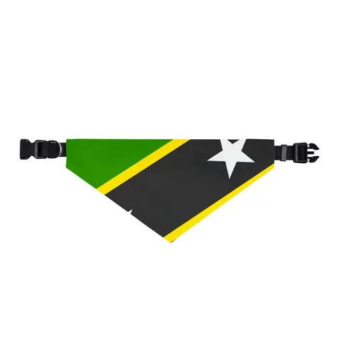 St. Kitts & Nevis Diagonal Stars Clip-on Pet Bandana — front view