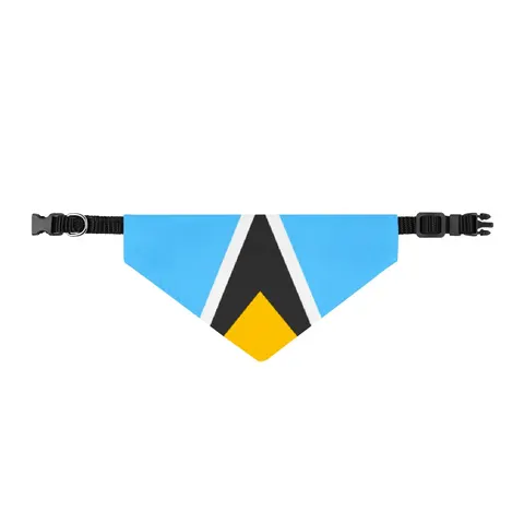 Saint Lucia Blue Triangle Peak Clip-on Pet Bandana — front view