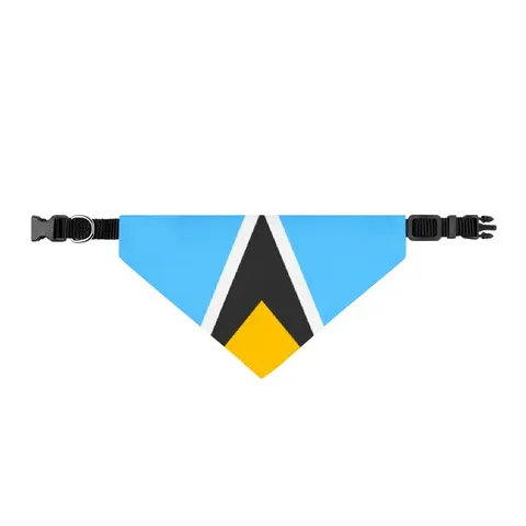 Saint Lucia Blue Triangle Peak Clip-on Pet Bandana — front view