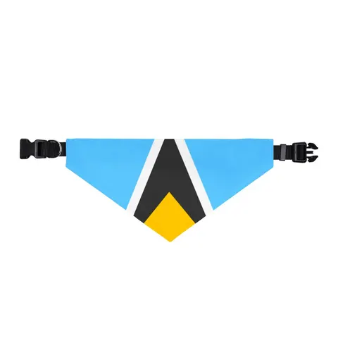 Saint Lucia Blue Triangle Peak Clip-on Pet Bandana — front view
