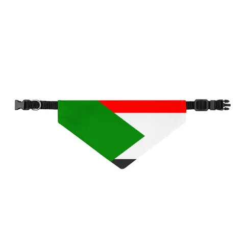 Sudan Red White Black Triangle Clip-on Pet Bandana — front view