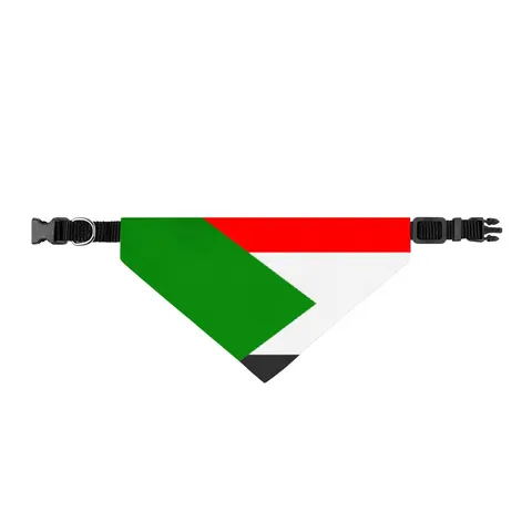 Sudan Red White Black Triangle Clip-on Pet Bandana — front view