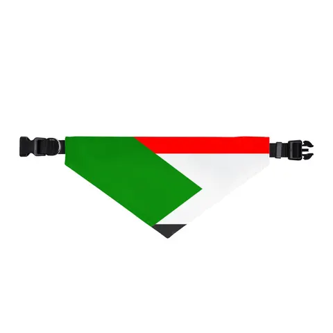 Sudan Red White Black Triangle Clip-on Pet Bandana — front view