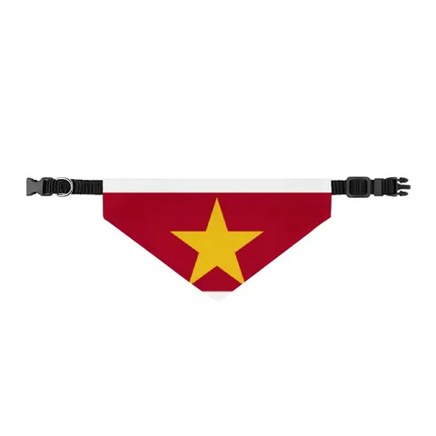 Suriname Red Green White Star Clip-on Pet Bandana — front view