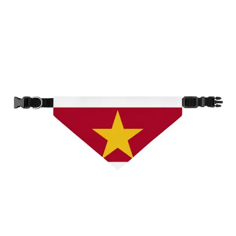 Suriname Red Green White Star Clip-on Pet Bandana — front view