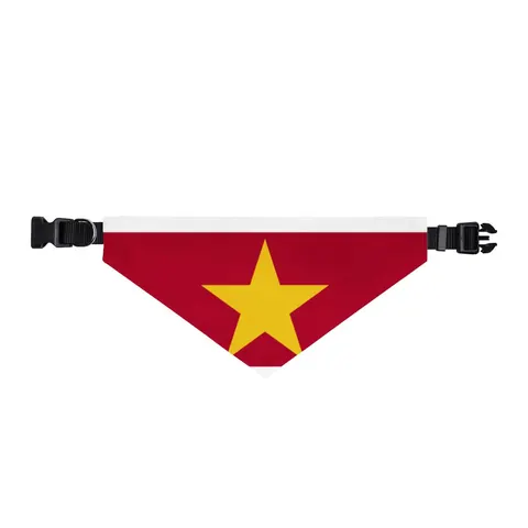 Suriname Red Green White Star Clip-on Pet Bandana — front view