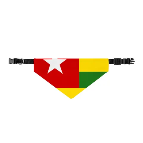 Togo Green Yellow Stripes Clip-on Pet Bandana — front view