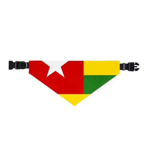 Togo Green Yellow Stripes Clip-on Pet Bandana — front view