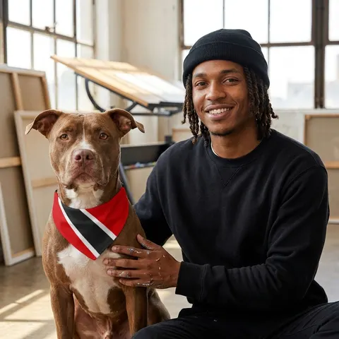 Trinidad & Tobago Diagonal Stripe Clip-on Pet Bandana