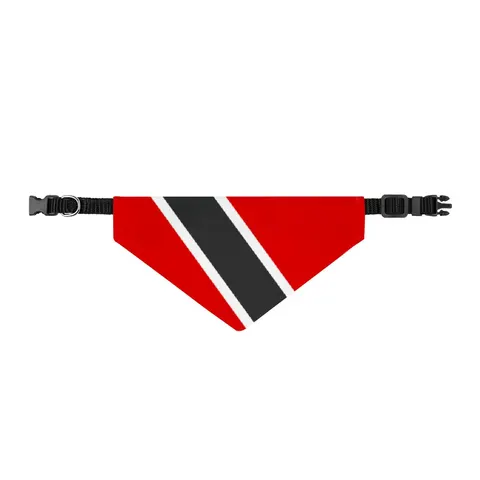 Trinidad & Tobago Diagonal Stripe Clip-on Pet Bandana — front view