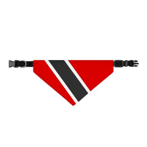 Trinidad & Tobago Diagonal Stripe Clip-on Pet Bandana — front view