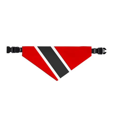 Trinidad & Tobago Diagonal Stripe Clip-on Pet Bandana — front view