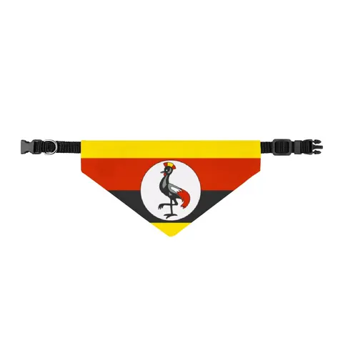 Uganda Black Yellow Red Bands Clip-on Pet Bandana — front view