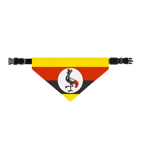 Uganda Black Yellow Red Bands Clip-on Pet Bandana — front view