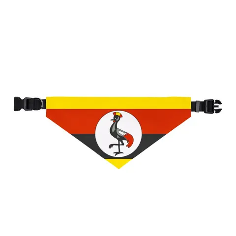 Uganda Black Yellow Red Bands Clip-on Pet Bandana — front view