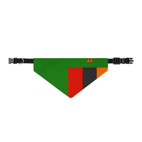 Zambia Green Field & Orange Eagle Clip-on Pet Bandana — front view