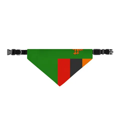 Zambia Green Field & Orange Eagle Clip-on Pet Bandana — front view