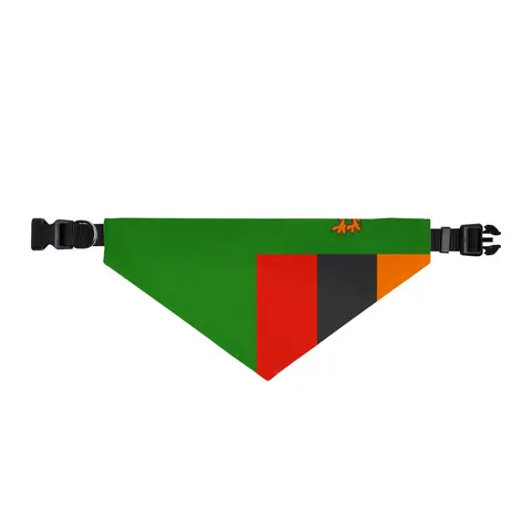 Zambia Green Field & Orange Eagle Clip-on Pet Bandana — front view