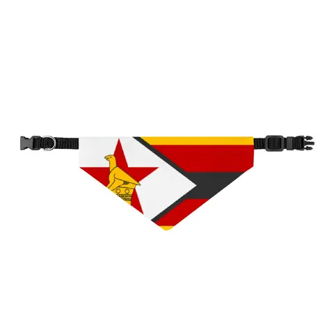 Zimbabwe Stripes & Triangle Clip-on Pet Bandana — front view
