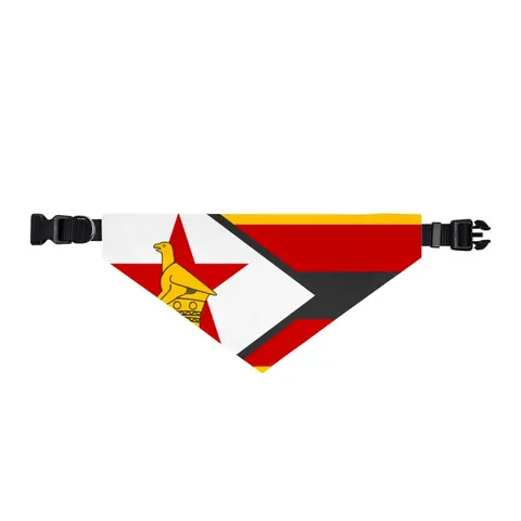 Zimbabwe Stripes & Triangle Clip-on Pet Bandana — front view