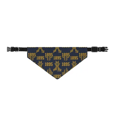 Fort Valley State 1895 Blue & Gold Clip-on Pet Bandana — front view