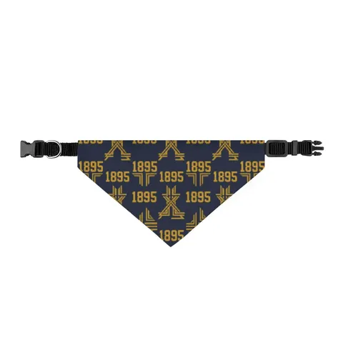 Fort Valley State 1895 Blue & Gold Clip-on Pet Bandana — front view