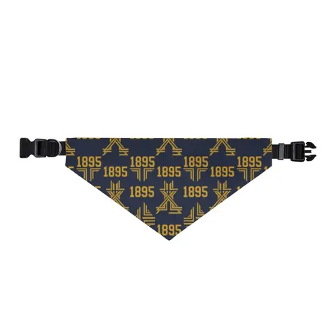 Fort Valley State 1895 Blue & Gold Clip-on Pet Bandana — front view