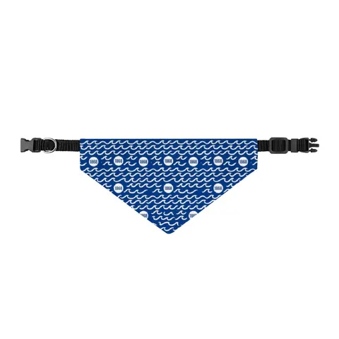 Hampton 1868 Blue & White Wave Clip-on Pet Bandana — front view