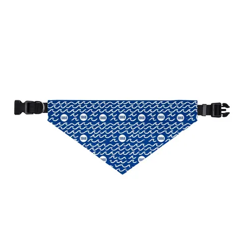 Hampton 1868 Blue & White Wave Clip-on Pet Bandana — front view