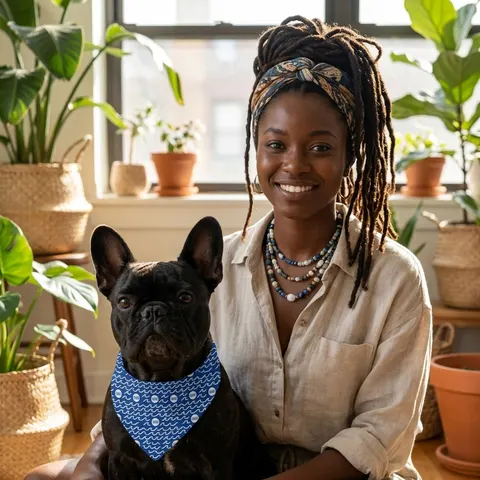 Hampton 1868 Blue & White Wave Clip-on Pet Bandana