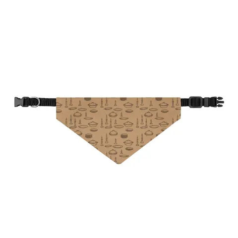 Holiday Family Dinner Icons Clip-on Pet Bandana — front view