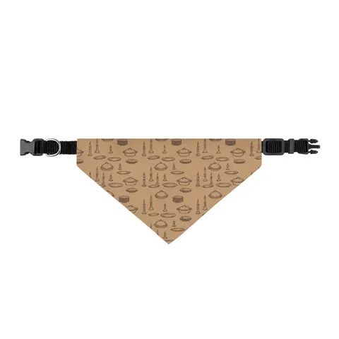 Holiday Family Dinner Icons Clip-on Pet Bandana — front view