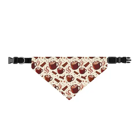Holiday Hot Cocoa & Marshmallows Clip-on Pet Bandana — front view