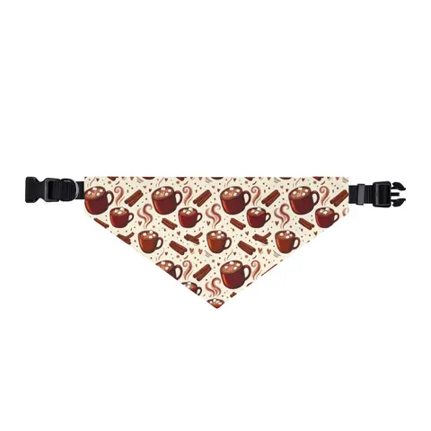 Holiday Hot Cocoa & Marshmallows Clip-on Pet Bandana — front view