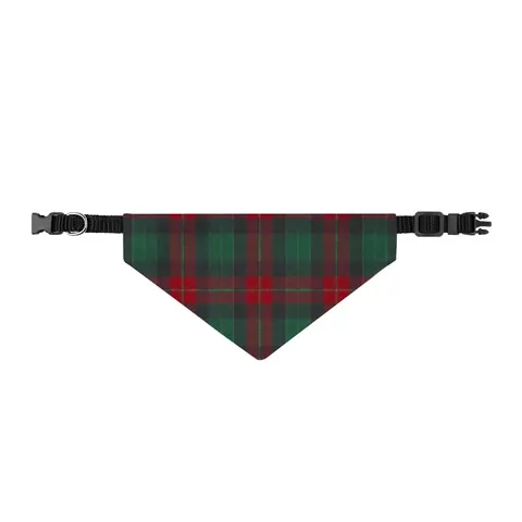 Holiday Fireplace Plaid Clip-on Pet Bandana — front view
