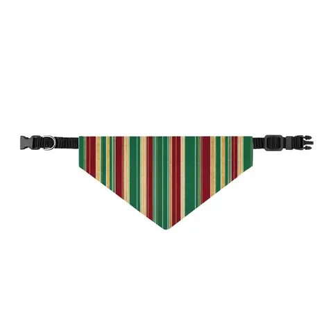 Holiday Gift Wrap Stripes Clip-on Pet Bandana — front view